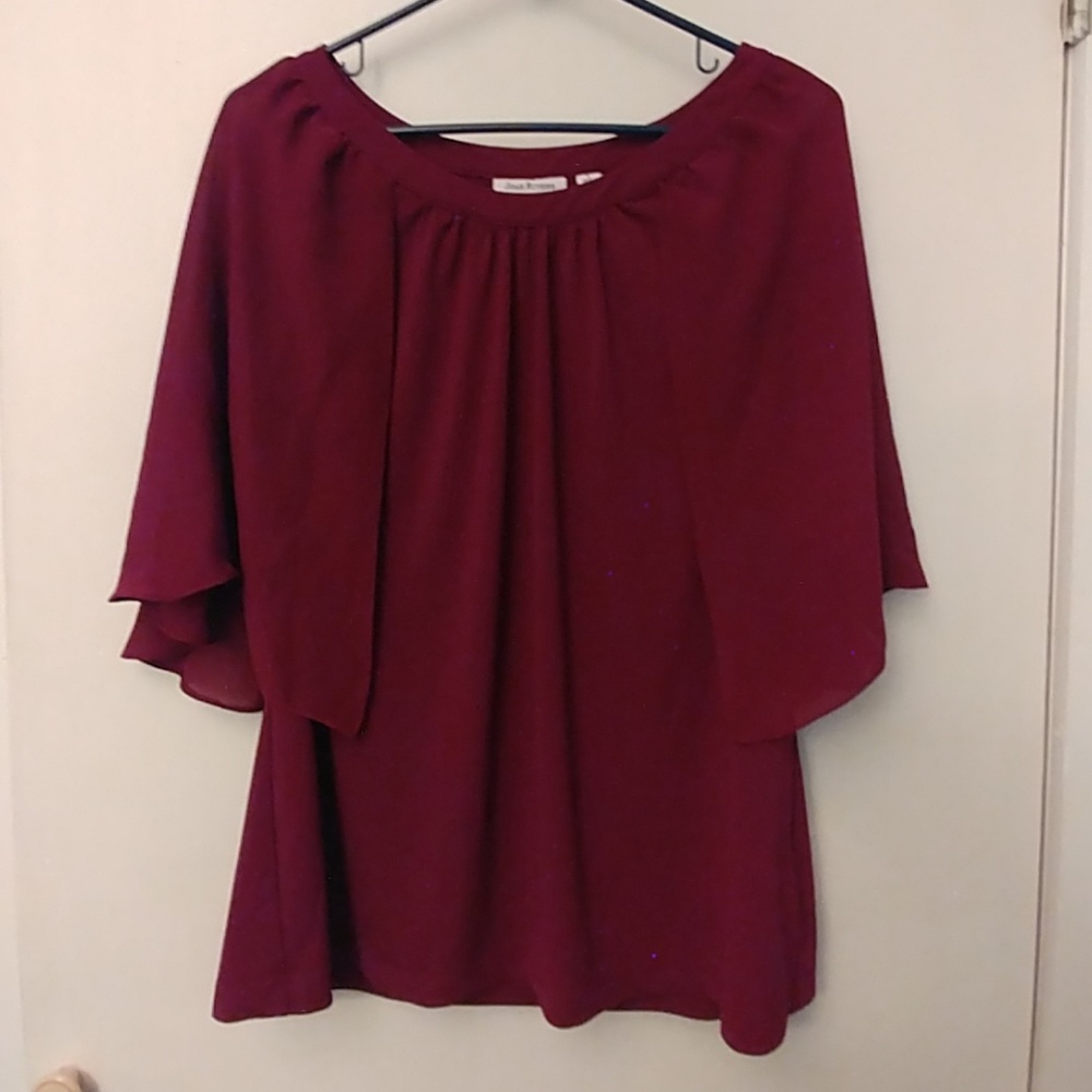 CLEAR-OUT! Beautiful magenta top w/ sheer sleeves!